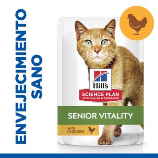 Hill’s Science Plan Youthful Vitality Adult Mature 7+ Pollo en Salsa sobre para gatos